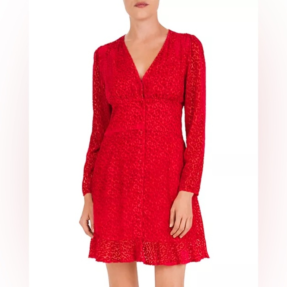 The Kooples
Flocked Leopard-Pattern Mini Dress